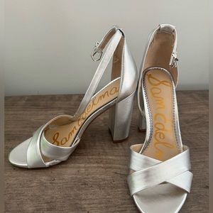 Sam Edelman Silver Leather Block Heels